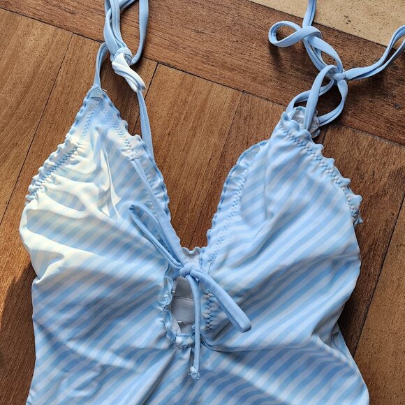 Shade & Shore Blue/White Striped One-Piece Bathing Suit Size XS (0-2) - Picture 4 of 14